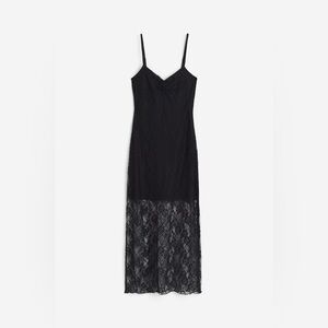 H&M Black Lace Bodycon Sheer Slip Dress Witchy Romantic Whimsigoth Medium